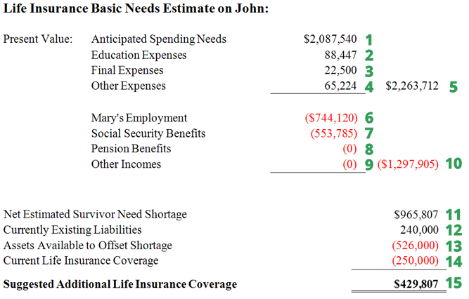 Life Insurances Basic Needs Estimate